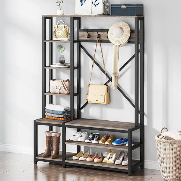 17 Stories Emelyne Hall Tree 47.2'' Wide with Bench and Shoe Storage